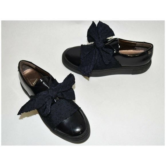 $400 AGL ATTILIO GIUSTI LEOMBRUNI Bow Platform Sneaker PATENT NAVY BLACK - Picture 4 of 8